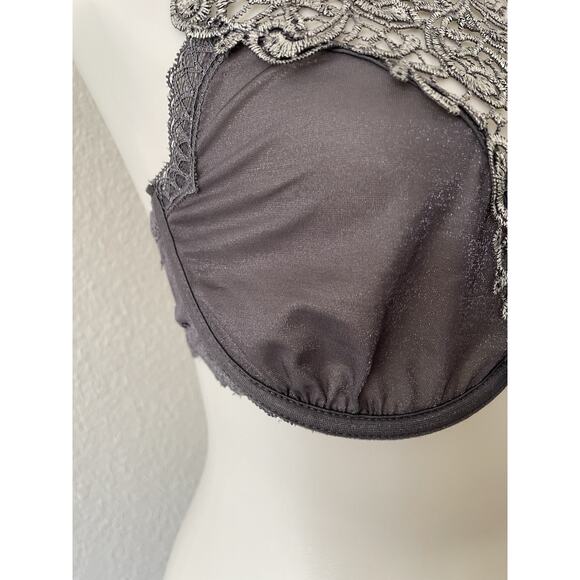 Kaviar Lingerie Bra High Neck Metallic Crochet Underwire - Picture 5 of 12